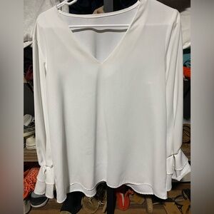 SHEIN White Ruffle Sleeve Blouse